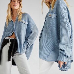 Free People One scout shirt blue Sz M